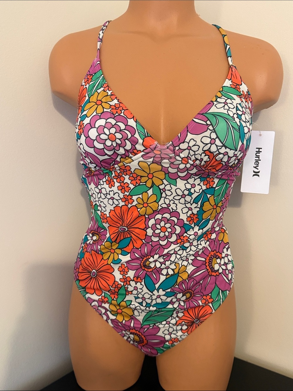 Hurley Size Small Floral One-Piece Swimsuit Floral Multicolor Style = Hurn30052 - Picture 1 of 11